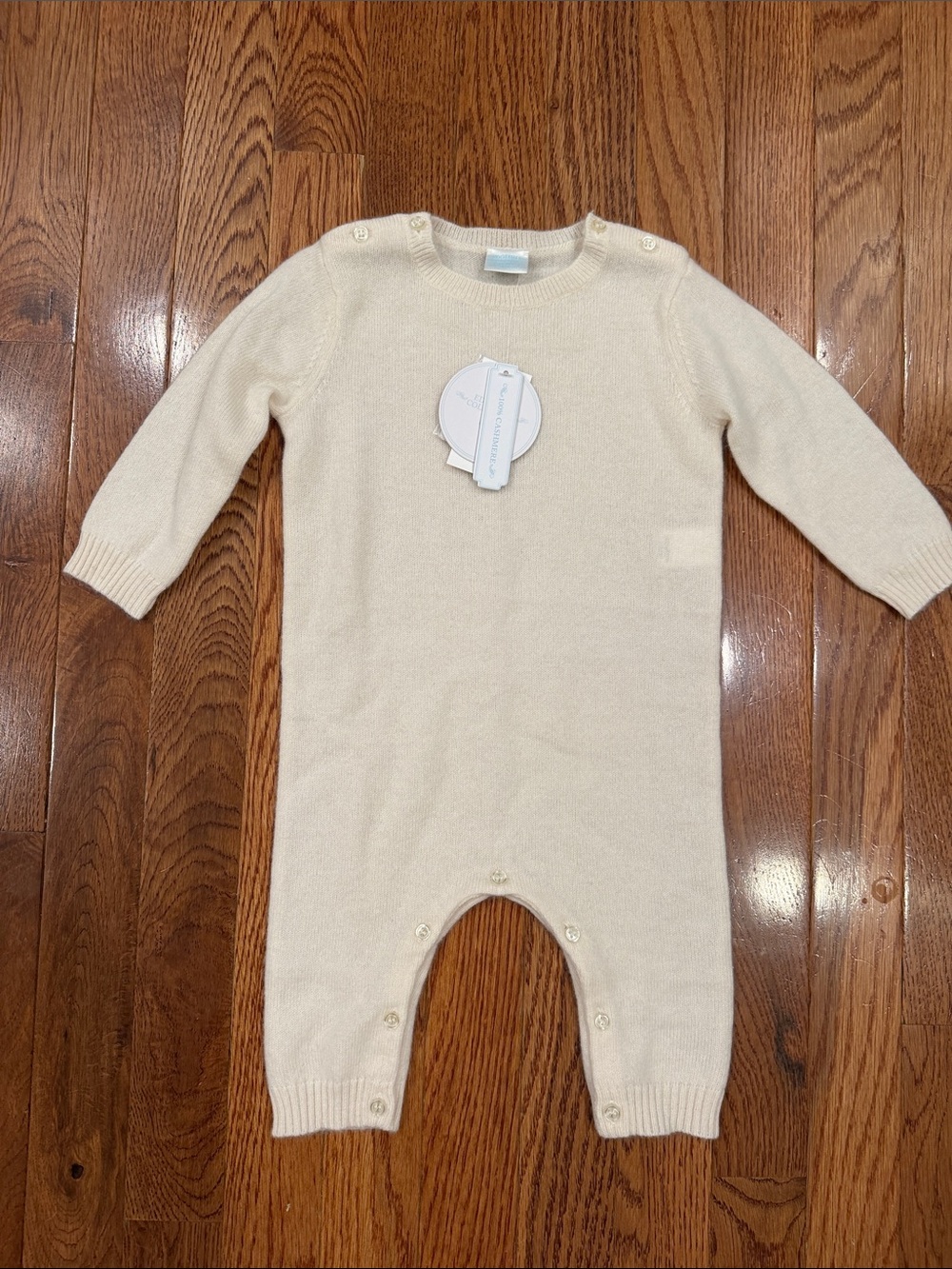 Edgehill Collection Cream 100% Cashmere Baby Romper